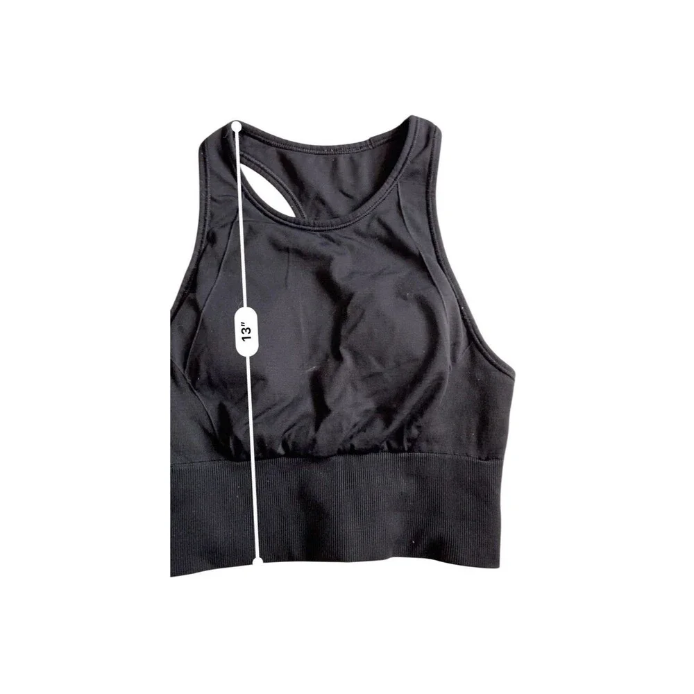 Lululemon Women Ebb to Train Sports Bra Size 2 Black Longline High Neck Gym Yoga